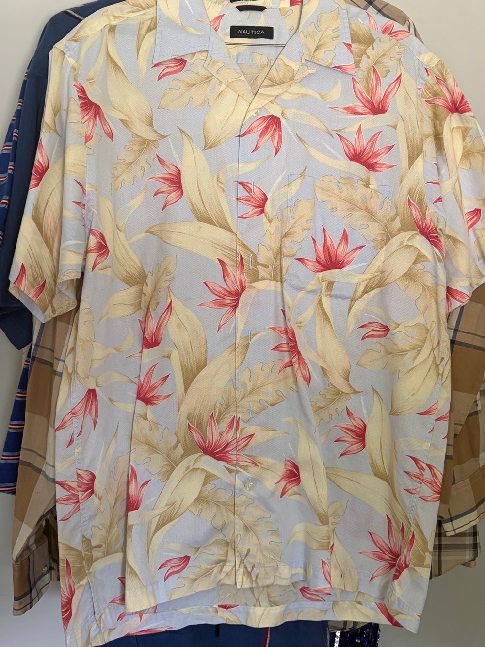 Nautica Light Blue Tropical Floral Short-Sleeve Button-Down Shirt